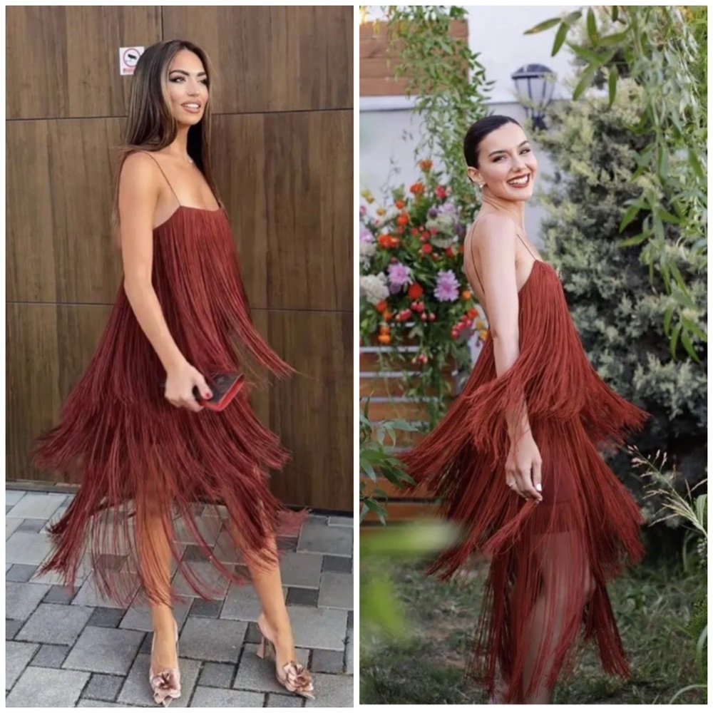 BLOGGERS FAV ZARA STRAPPY FRINGED DRESS